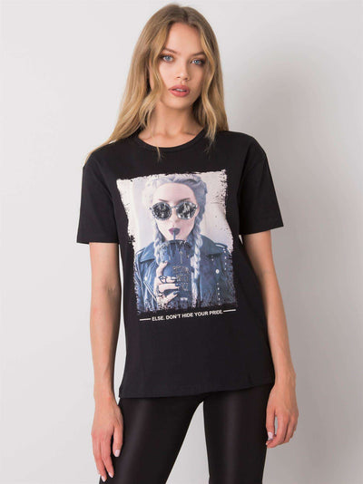 Czarny t-shirt damski bawełniany