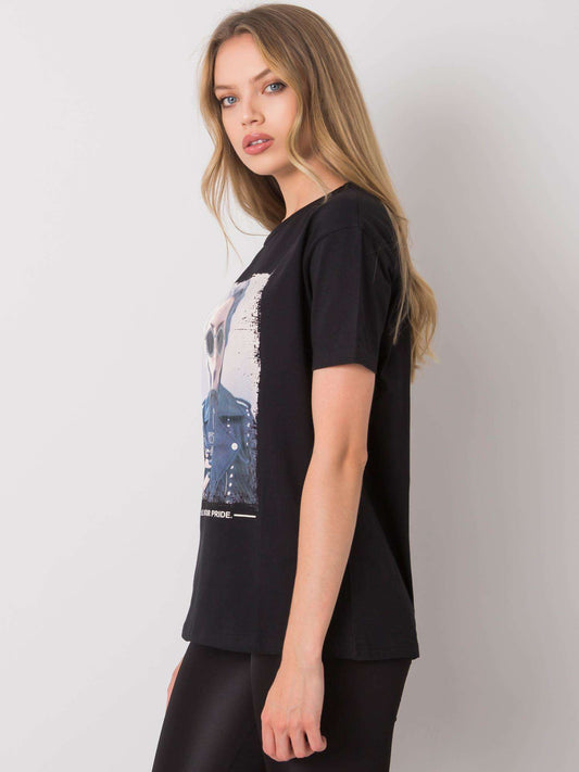 Czarny t-shirt damski bawełniany