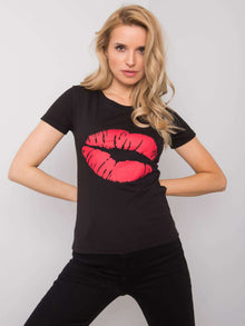 OCH BELLA Czarny t-shirt bawełniany z printem
