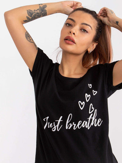 MAYFLIES Czarny t-shirt damski z nadrukiem