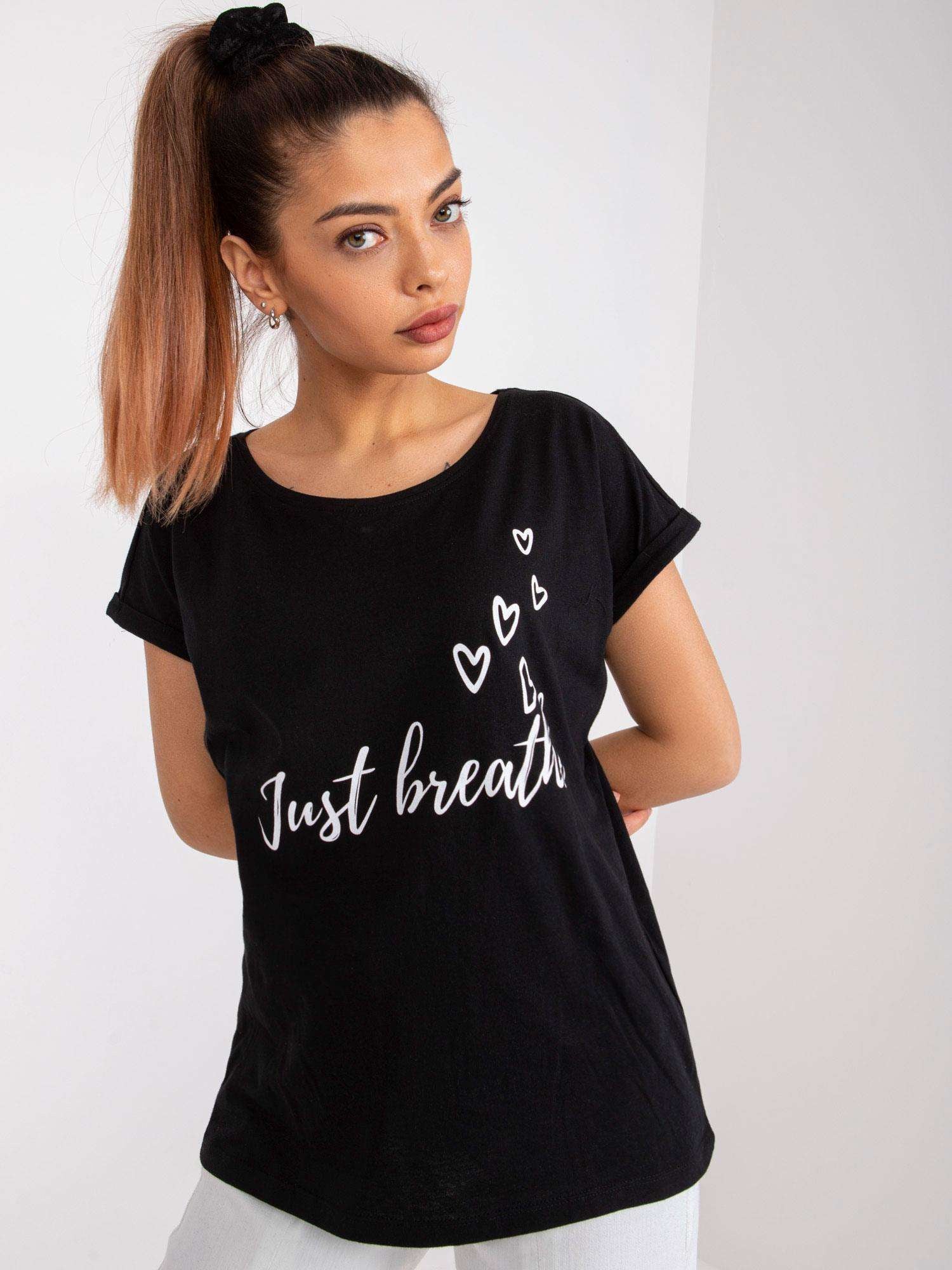 MAYFLIES Czarny t-shirt damski z nadrukiem