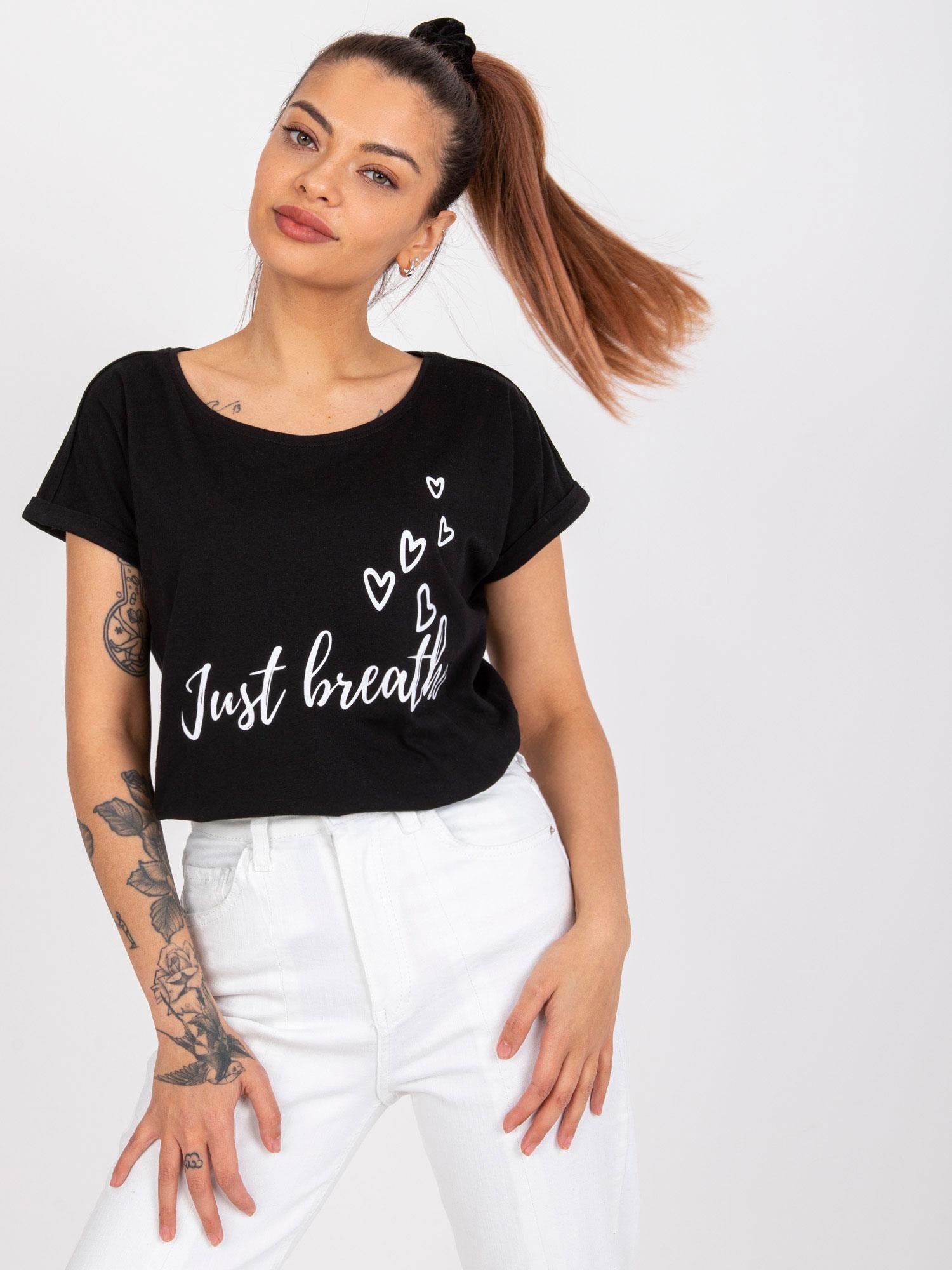MAYFLIES Czarny t-shirt damski z nadrukiem