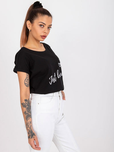 MAYFLIES Czarny t-shirt damski z nadrukiem
