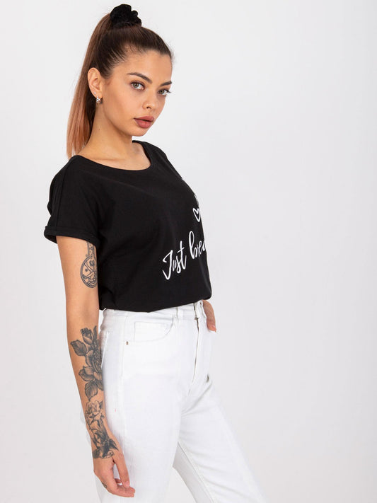 MAYFLIES Czarny t-shirt damski z nadrukiem