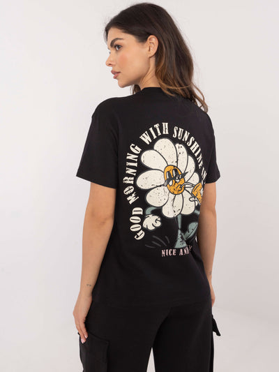 SUBLEVEL Czarny damski t-shirt z napisami