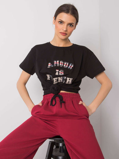 Czarny t-shirt damski z napisem