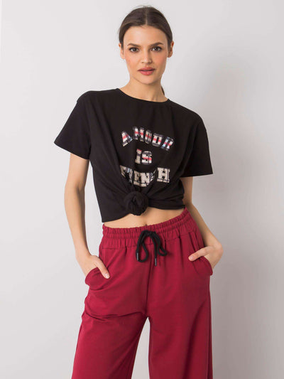 Czarny t-shirt damski z napisem