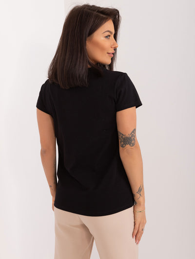 BASIC FEEL GOOD Czarny t-shirt z bawełny