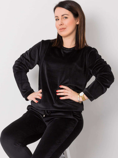 Czarny komplet welurowy plus size