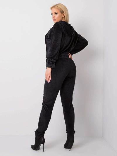 Czarny komplet welurowy plus size