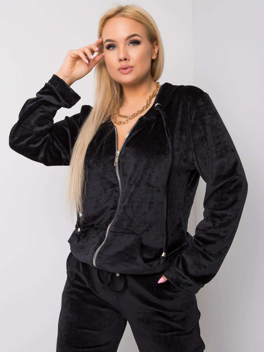 Czarny komplet welurowy plus size