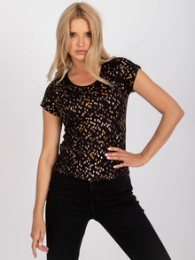 Czarny damski t-shirt z wiskozy