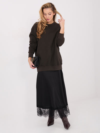 Czekoladowa dresowa bluza basic z ociepleniem