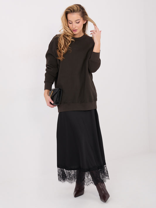 Czekoladowa dresowa bluza basic z ociepleniem