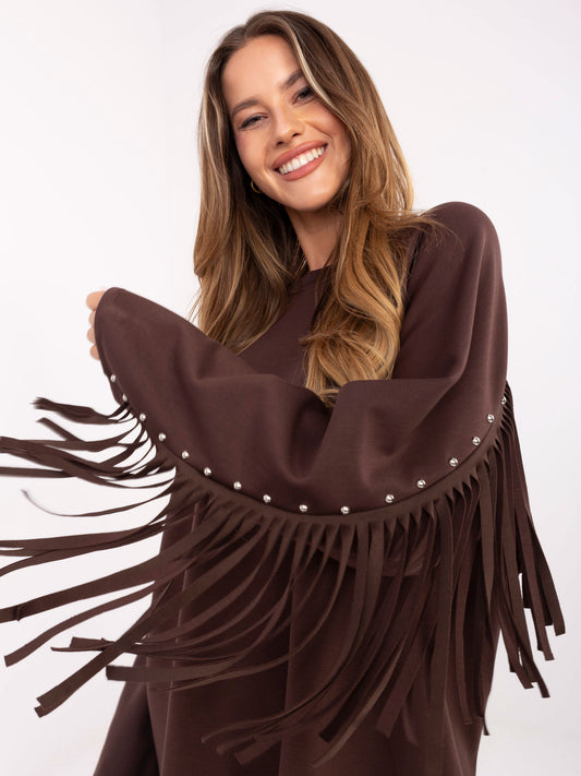 Czekoladowa bluza oversize bez kaptura