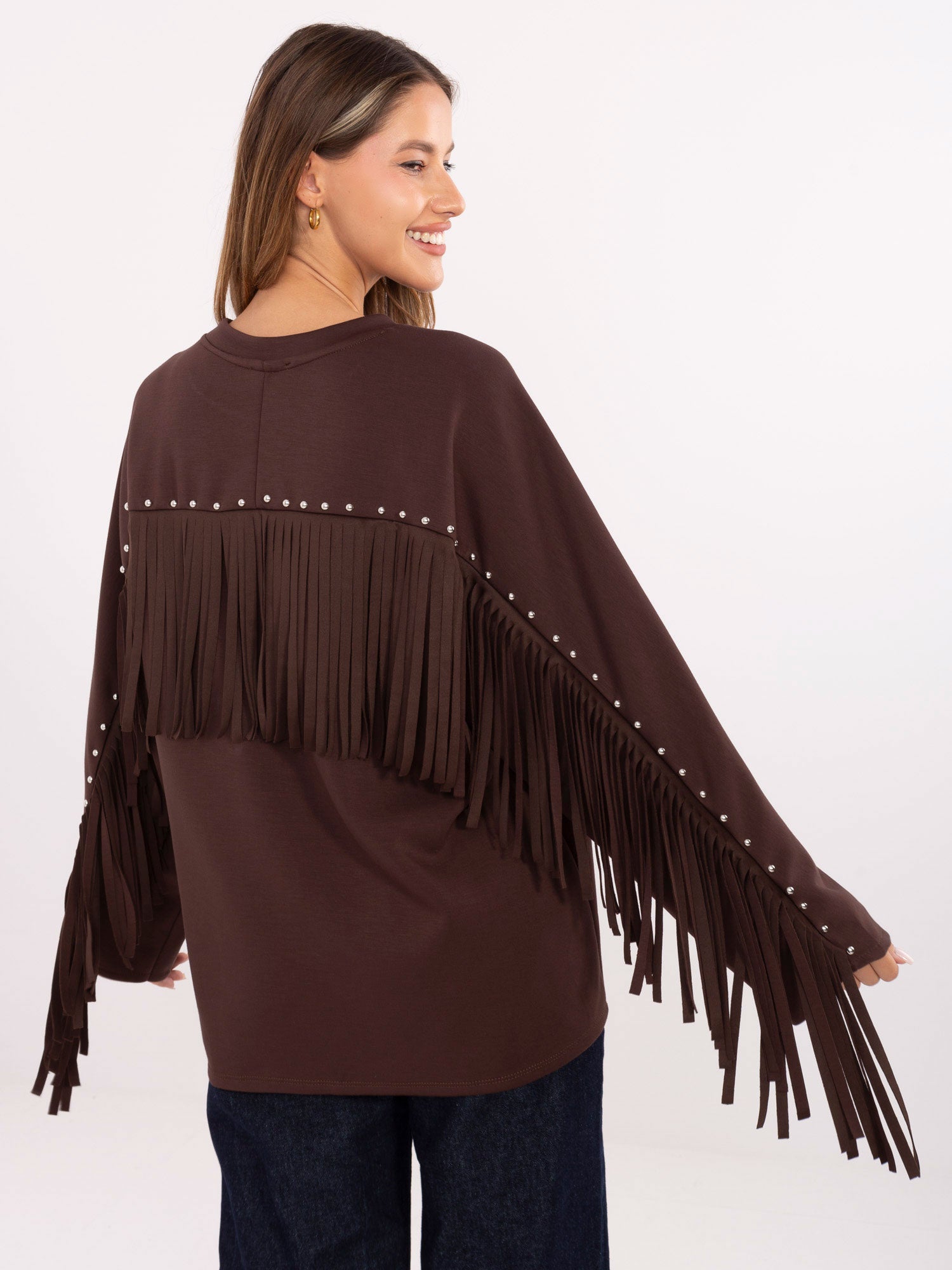 Czekoladowa bluza oversize bez kaptura