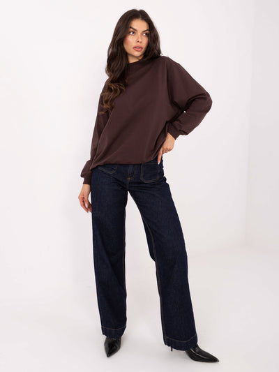 BASIC FEEL GOOD Czekoladowa bluza oversize bez kaptura