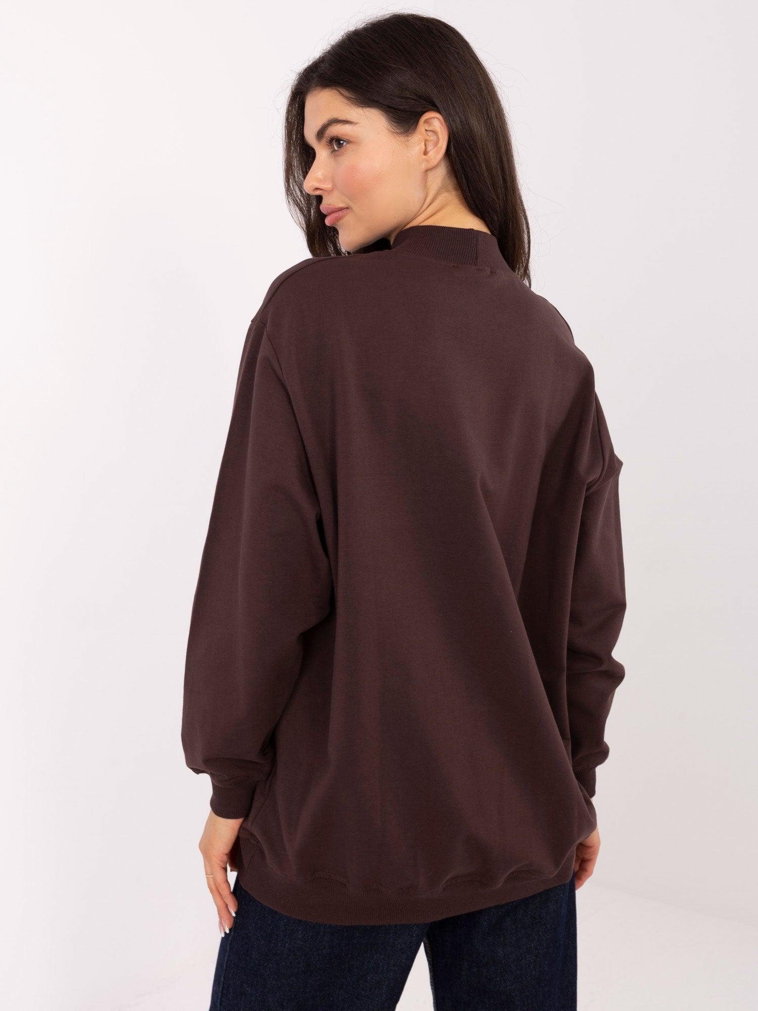 BASIC FEEL GOOD Czekoladowa bluza oversize bez kaptura