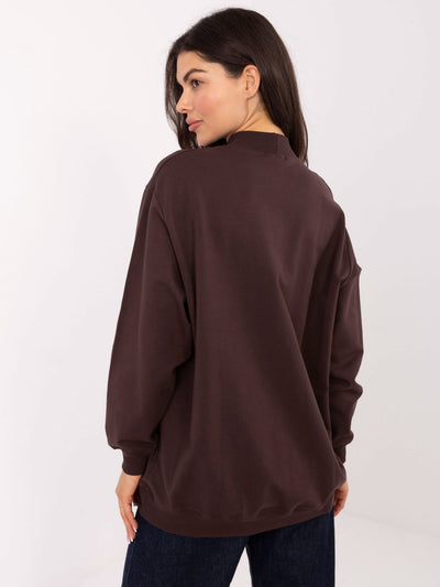 BASIC FEEL GOOD Czekoladowa bluza oversize bez kaptura