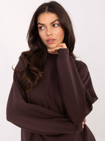 BASIC FEEL GOOD Czekoladowa bluza oversize bez kaptura