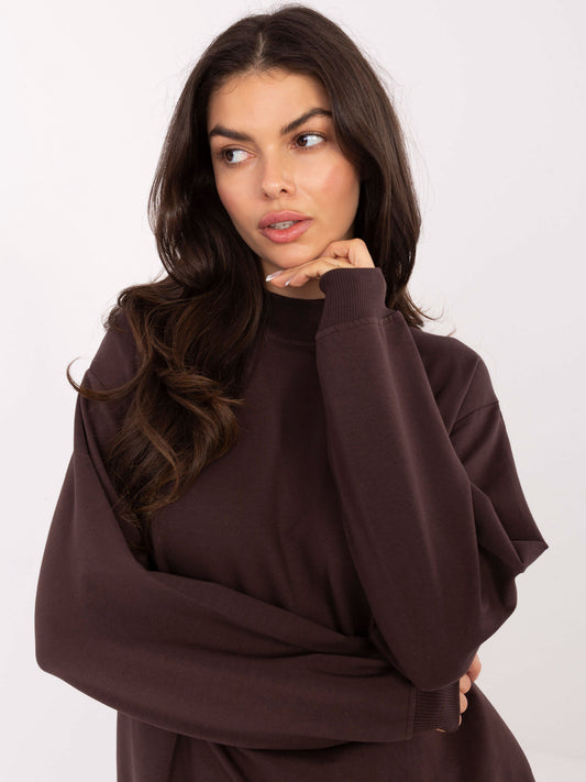 BASIC FEEL GOOD Czekoladowa bluza oversize bez kaptura
