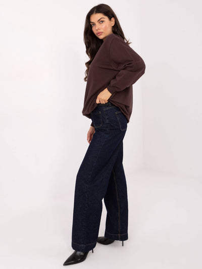 BASIC FEEL GOOD Czekoladowa bluza oversize bez kaptura