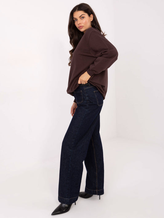 BASIC FEEL GOOD Czekoladowa bluza oversize bez kaptura