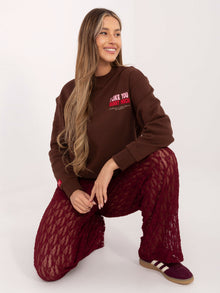 SUBLEVEL Czekoladowa bluza z nadrukiem teddy bear
