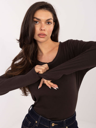 Czekoladowa bluzka longsleeve w prążek