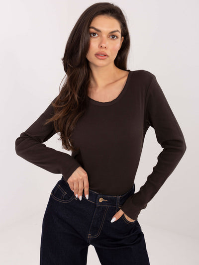 Czekoladowa bluzka longsleeve w prążek