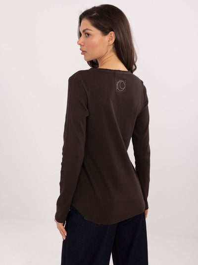 Czekoladowa bluzka longsleeve w prążek