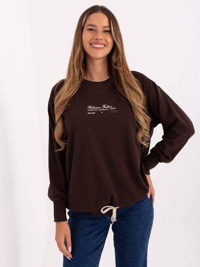 Czekoladowa damska bluza oversize bez kaptura