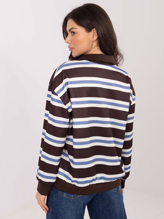 Czekoladowa damska bluza oversize w paski