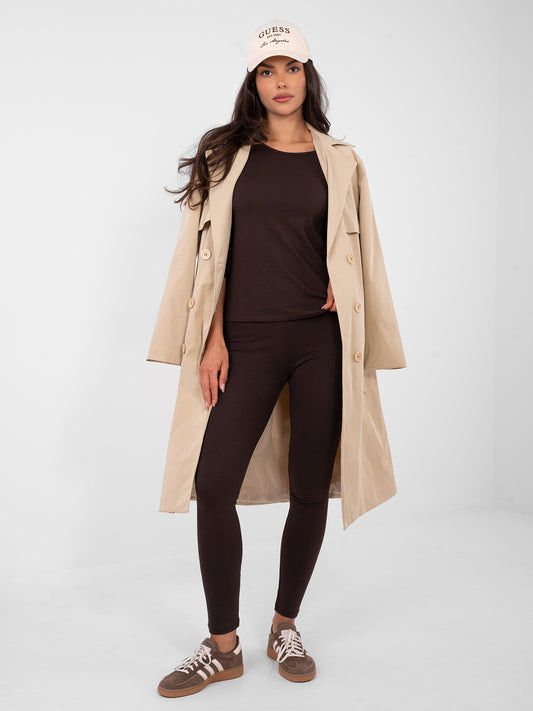 BASIC FEEL GOOD Czekoladowe damskie legginsy z bawełny