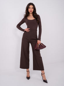 RUE PARIS Czekoladowe body basic z bawełny