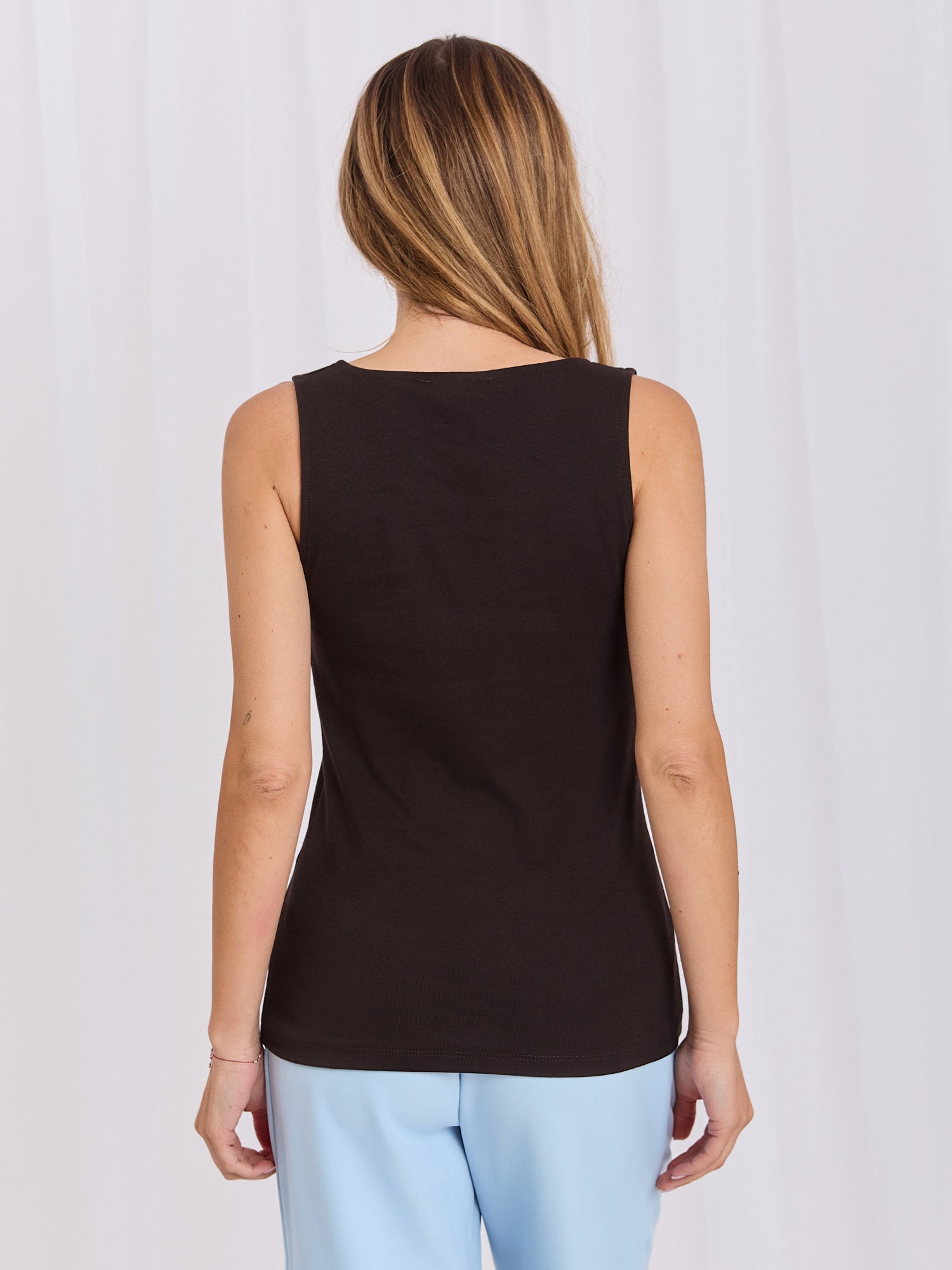RUE PARIS Czekoladowy damski tank top basic