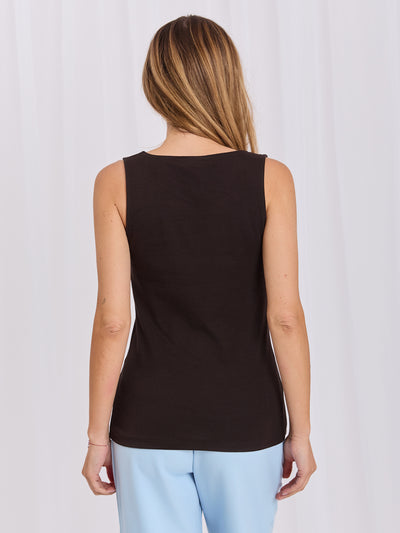 RUE PARIS Czekoladowy damski tank top basic
