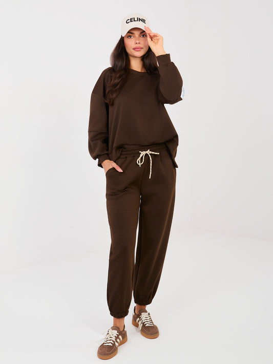 Czekoladowy dwuczęściowy komplet z bluzą oversize