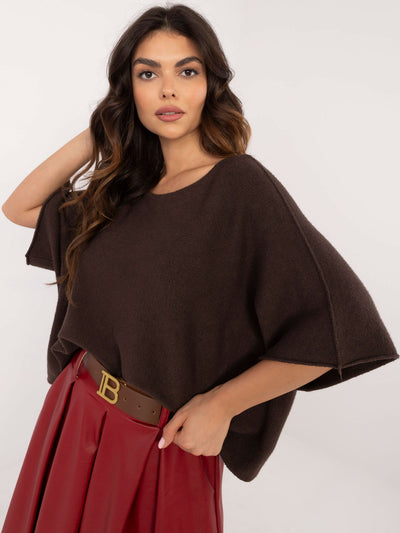 Czekoladowy krótki sweter oversize