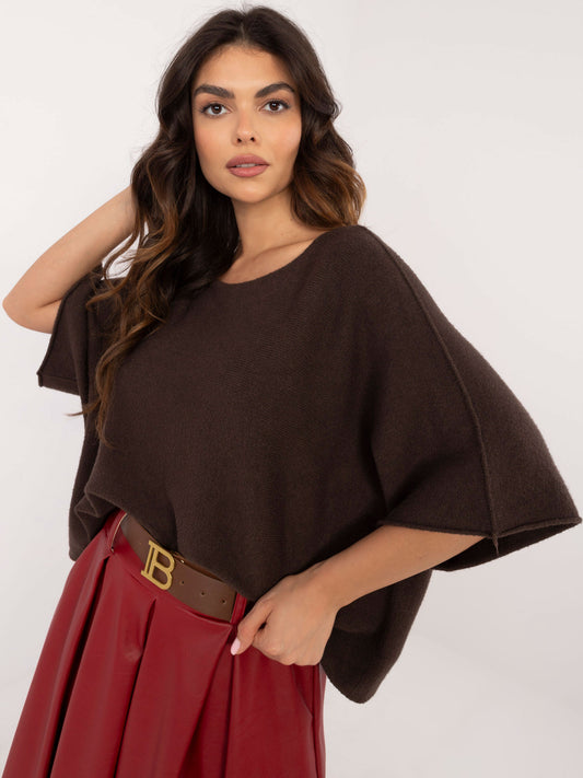 Czekoladowy krótki sweter oversize