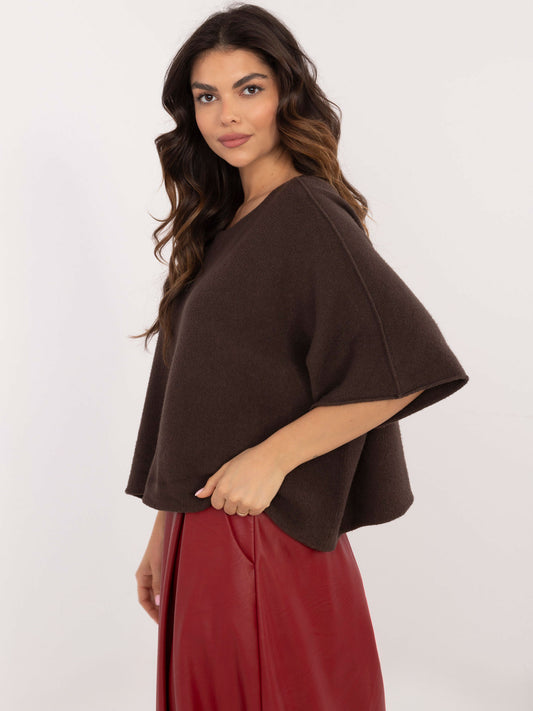 Czekoladowy krótki sweter oversize