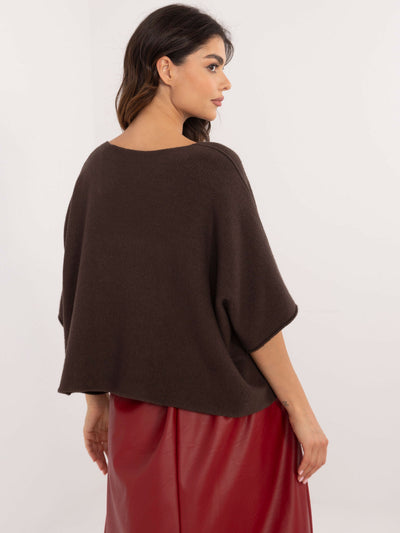Czekoladowy krótki sweter oversize