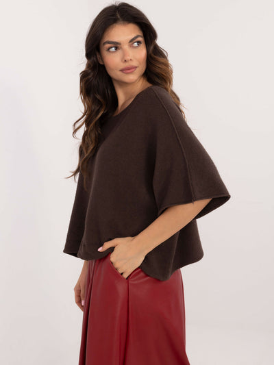 Czekoladowy krótki sweter oversize