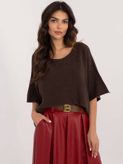 Czekoladowy krótki sweter oversize