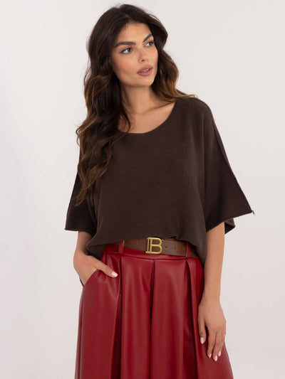 Czekoladowy krótki sweter oversize