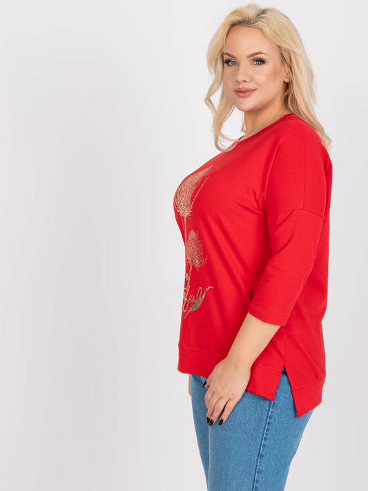 Czerwona bluzka plus size na co dzień
