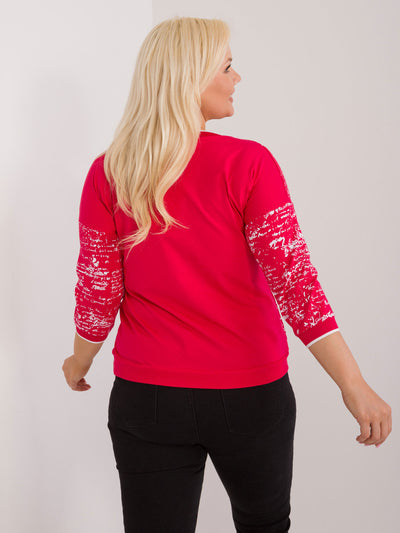 Czerwona casualowa bluzka plus size z nadrukiem