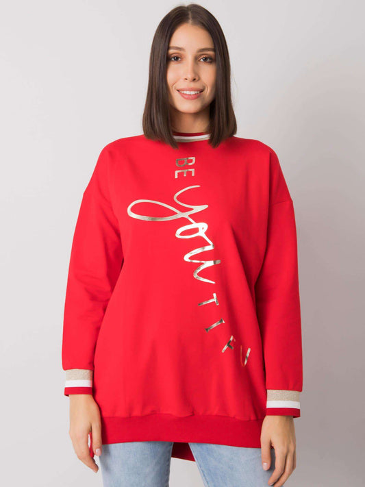 Czerwona tunika plus size z printem