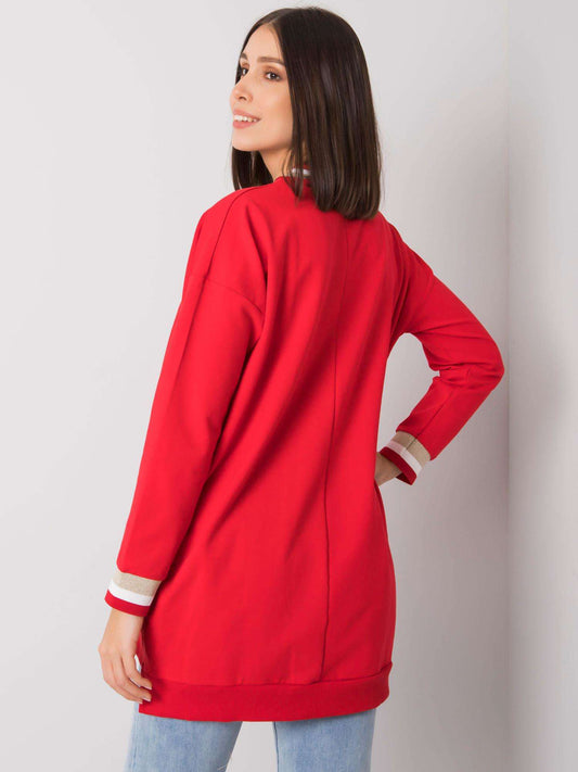 Czerwona tunika plus size z printem