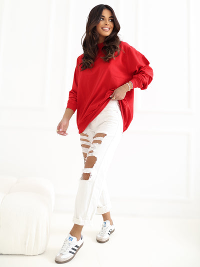 Czerwona bawełniana bluza basic